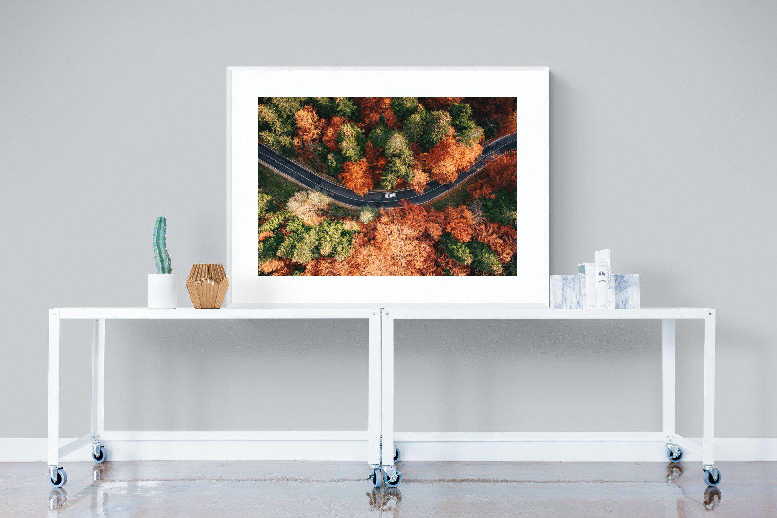 Autumn Drive-Wall_Art-120 x 90cm-Framed Print-White-Pixalot