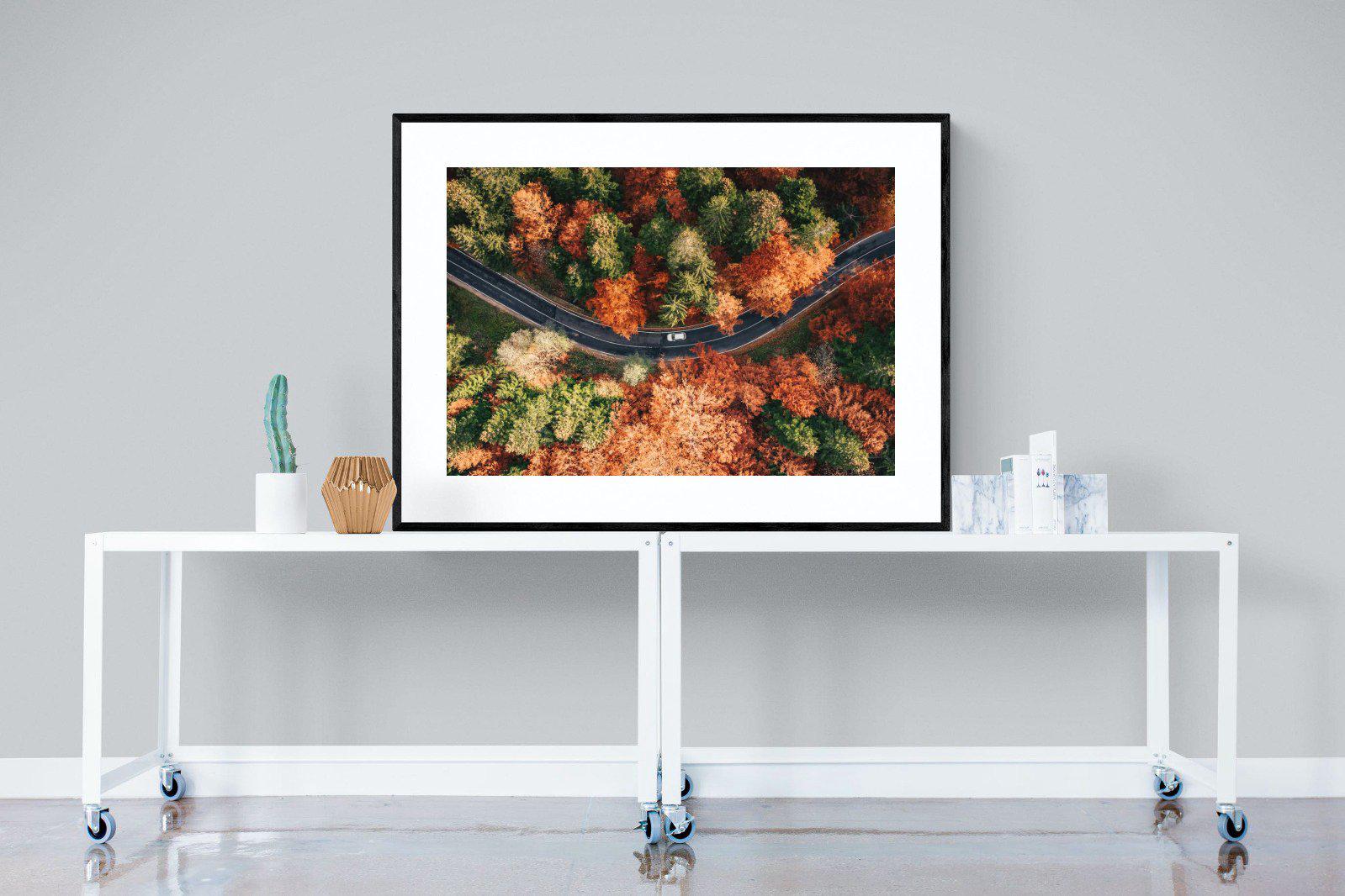 Autumn Drive-Wall_Art-120 x 90cm-Framed Print-Black-Pixalot