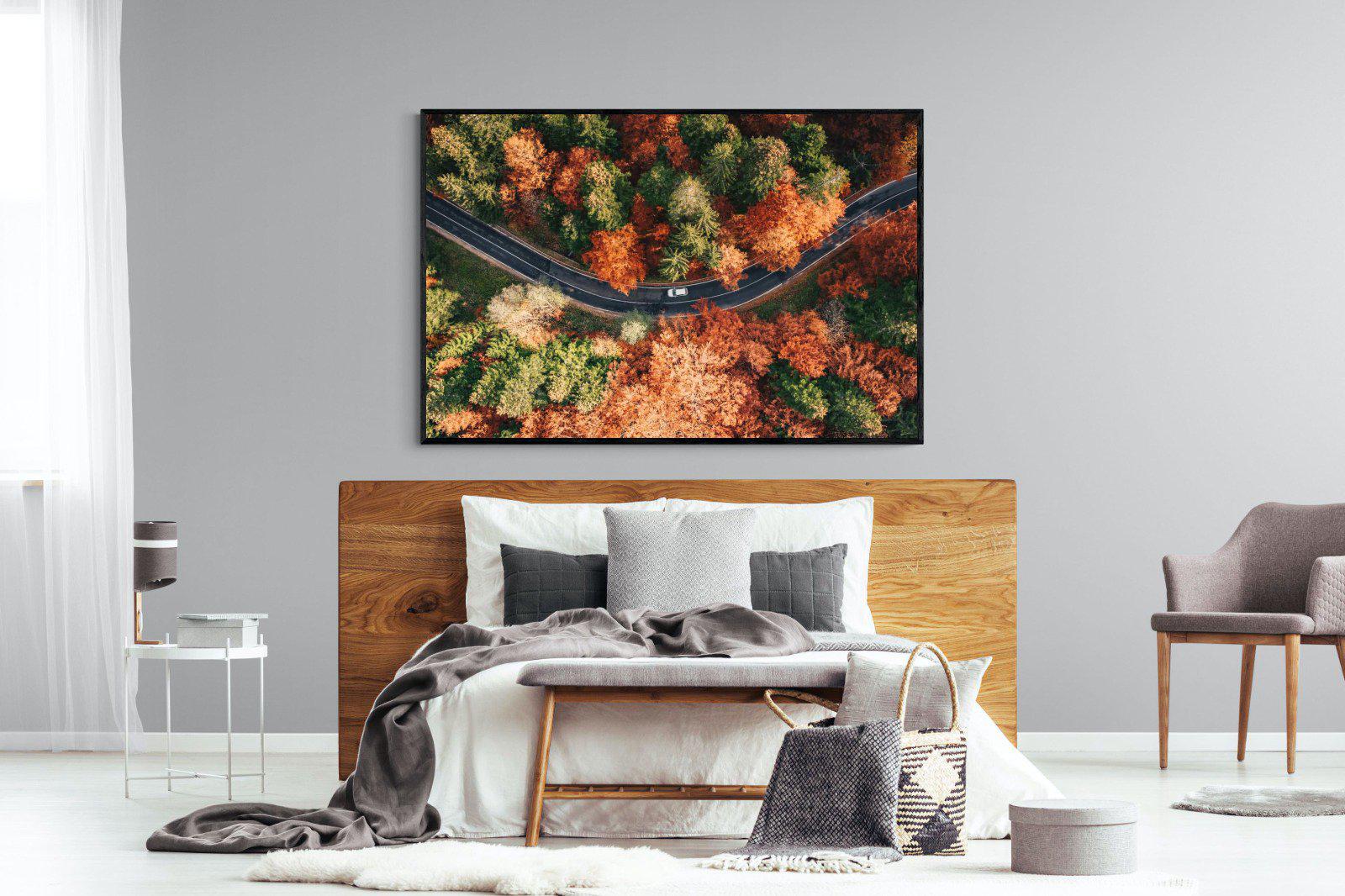 Autumn Drive-Wall_Art-150 x 100cm-Mounted Canvas-Black-Pixalot