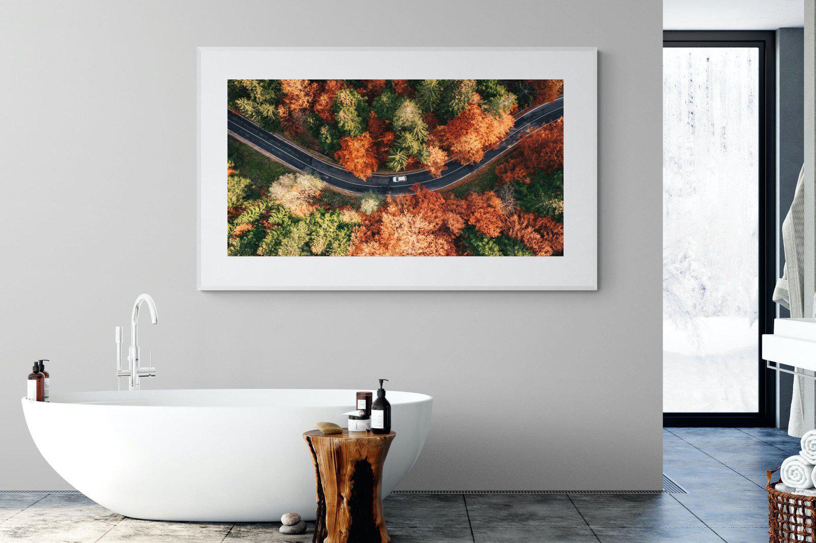 Autumn Drive-Wall_Art-180 x 110cm-Framed Print-White-Pixalot