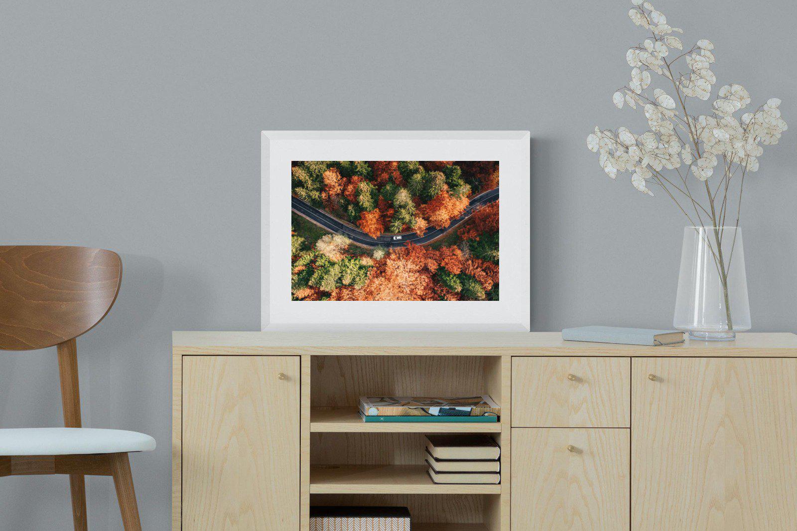 Autumn Drive-Wall_Art-60 x 45cm-Framed Print-White-Pixalot
