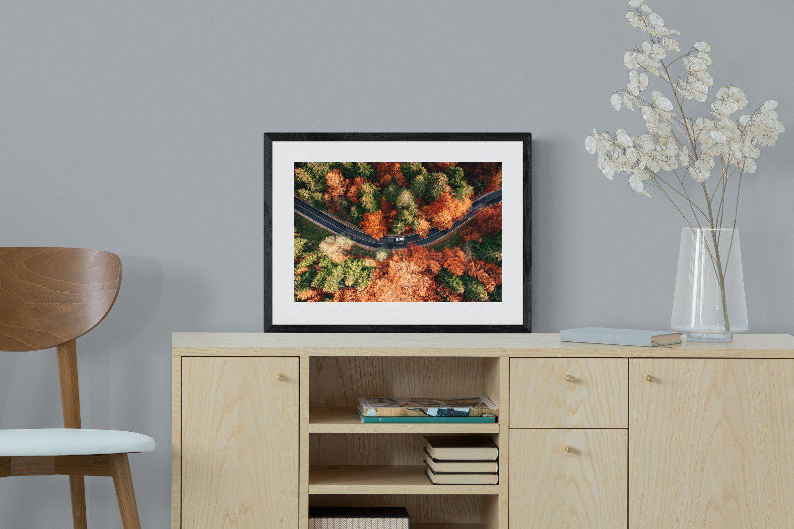 Autumn Drive-Wall_Art-60 x 45cm-Framed Print-Black-Pixalot