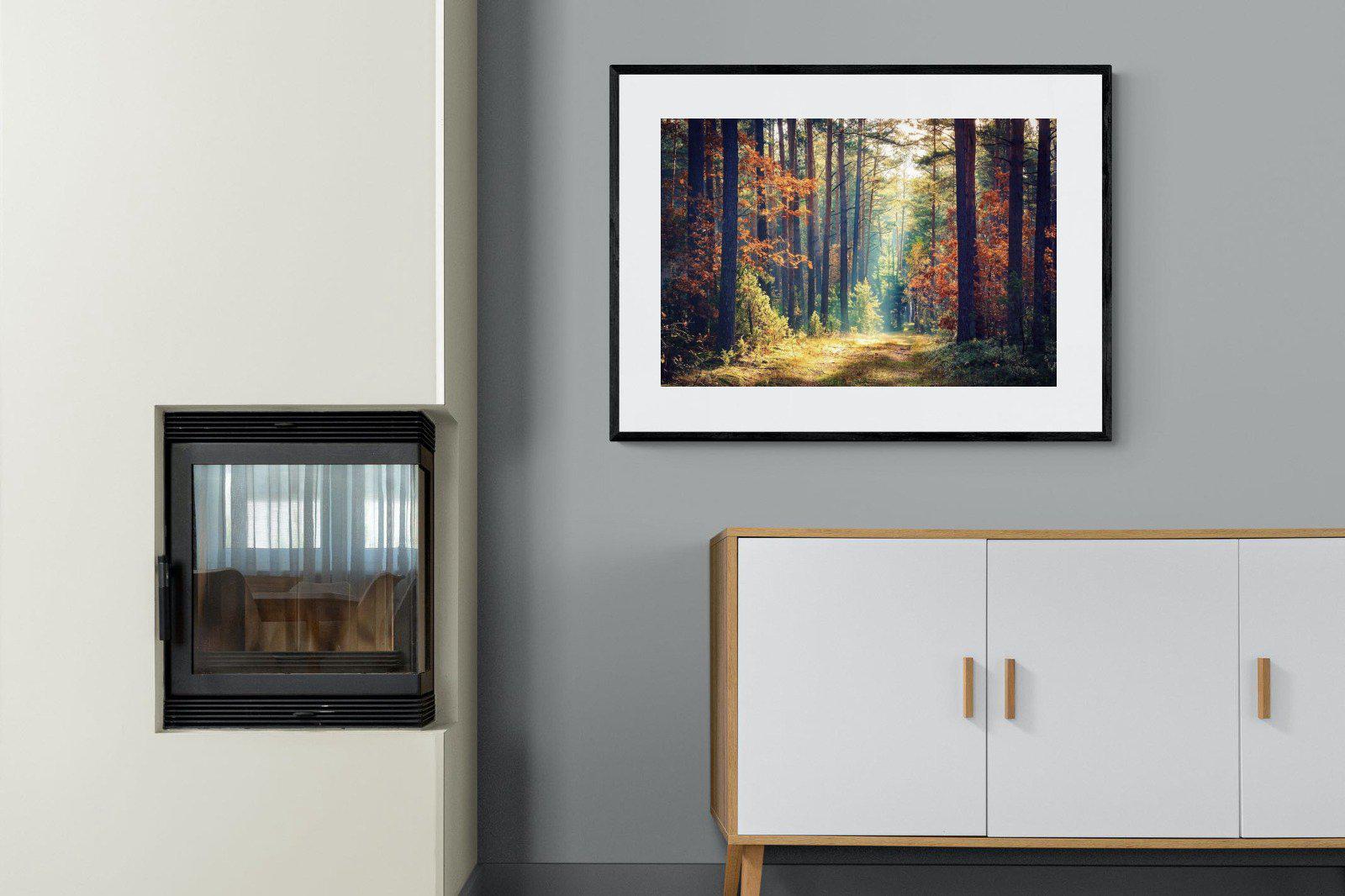 Autumn Forest-Wall_Art-100 x 75cm-Framed Print-Black-Pixalot