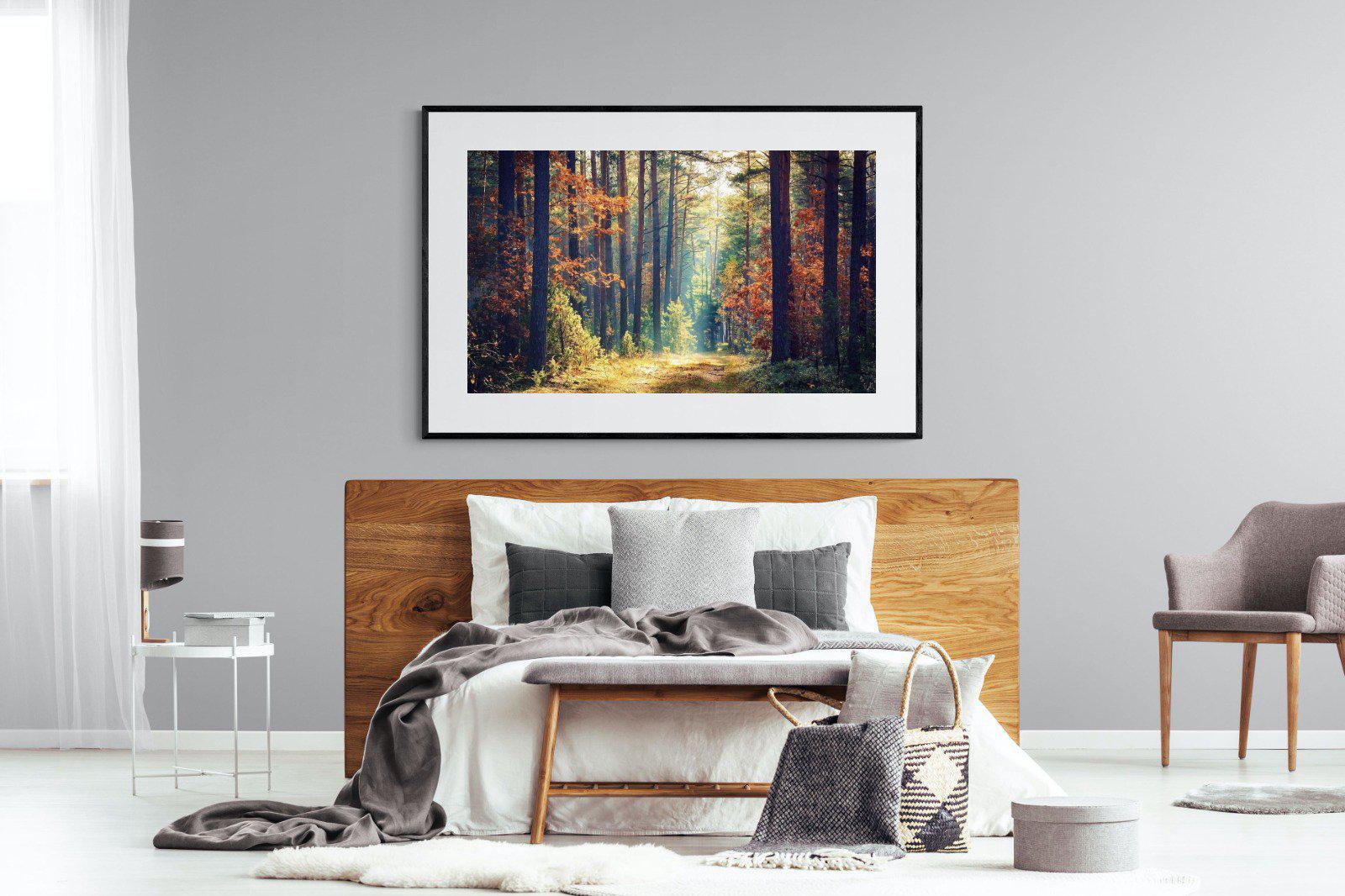 Autumn Forest-Wall_Art-150 x 100cm-Framed Print-Black-Pixalot