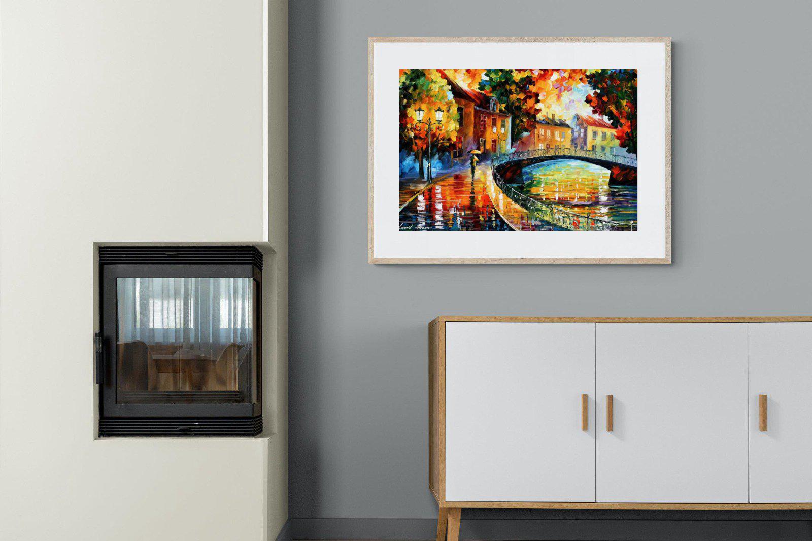 Autumn Old Bridge-Wall_Art-100 x 75cm-Framed Print-Wood-Pixalot
