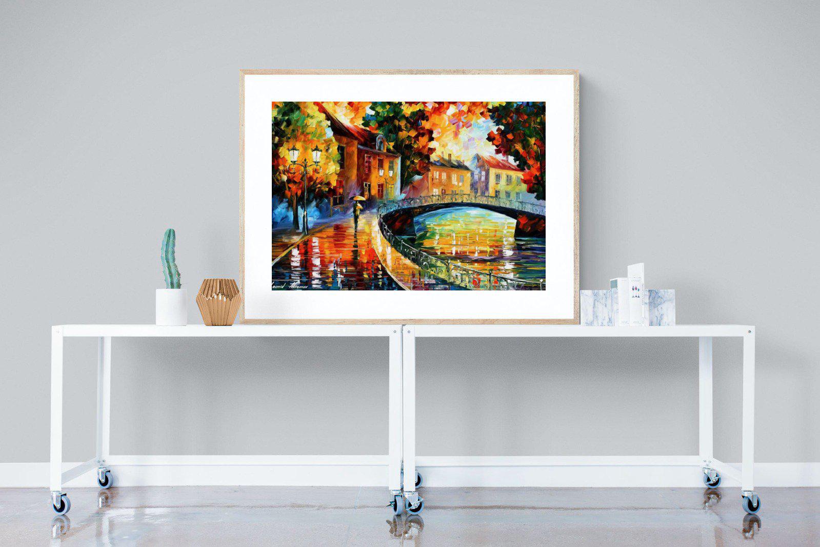 Autumn Old Bridge-Wall_Art-120 x 90cm-Framed Print-Wood-Pixalot