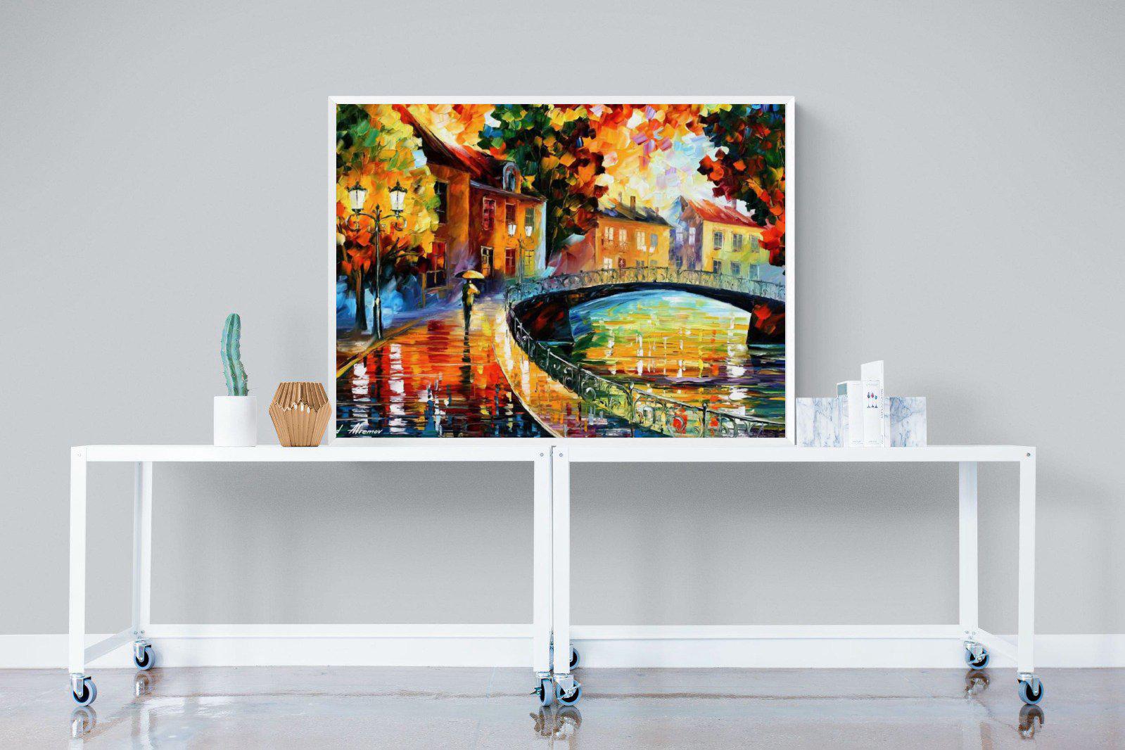 Autumn Old Bridge-Wall_Art-120 x 90cm-Mounted Canvas-White-Pixalot