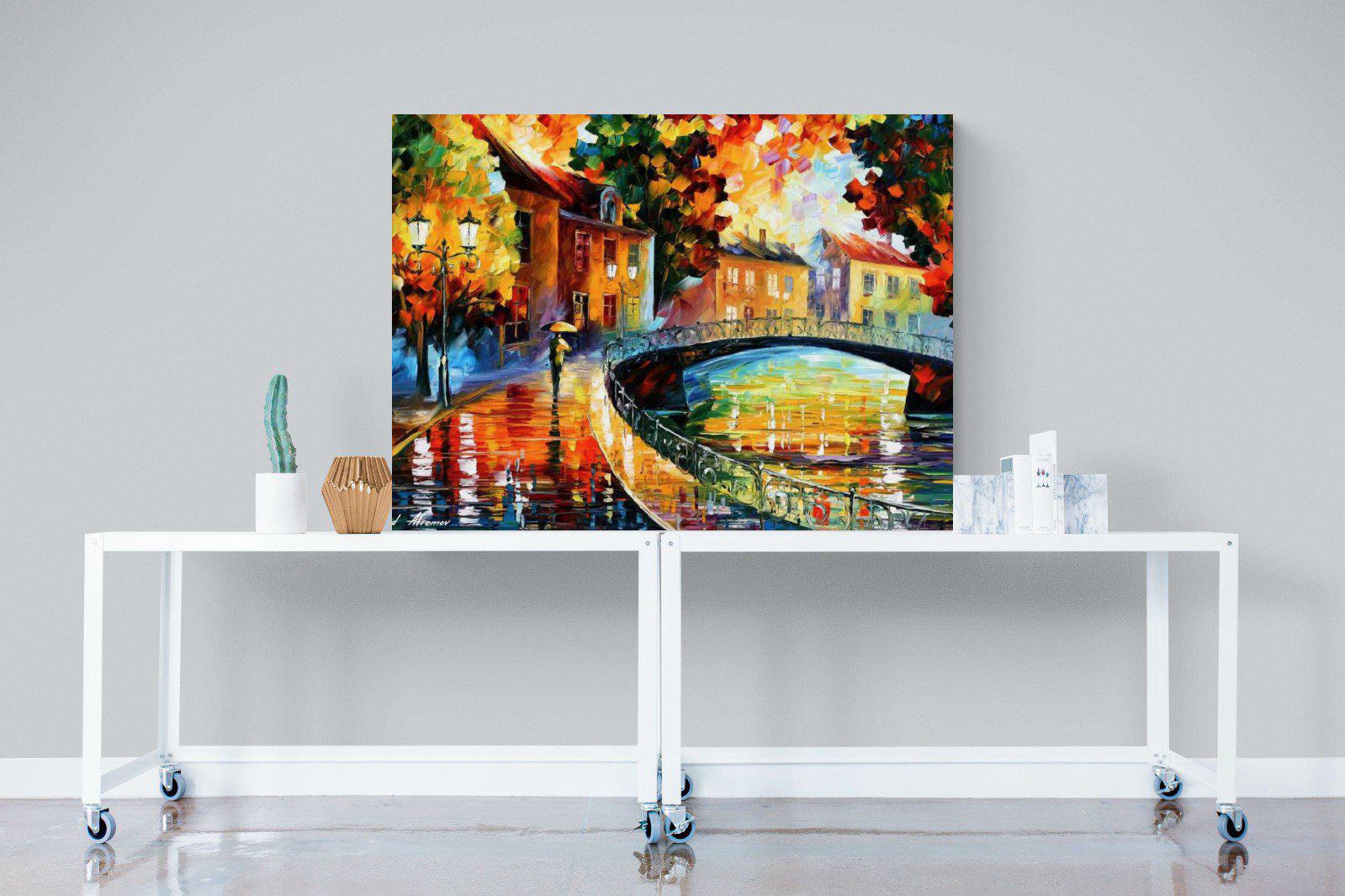 Autumn Old Bridge-Wall_Art-120 x 90cm-Mounted Canvas-No Frame-Pixalot