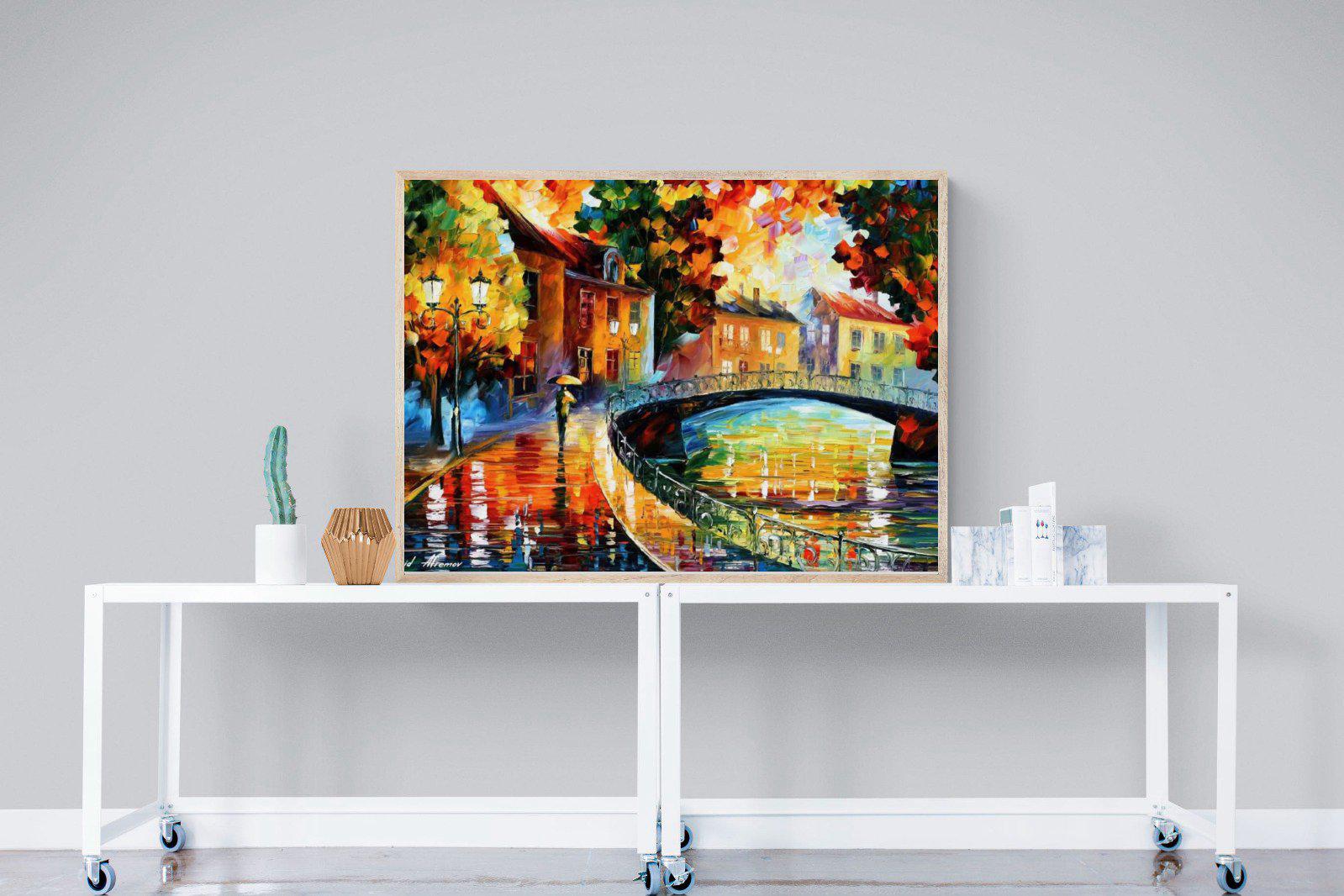 Autumn Old Bridge-Wall_Art-120 x 90cm-Mounted Canvas-Wood-Pixalot