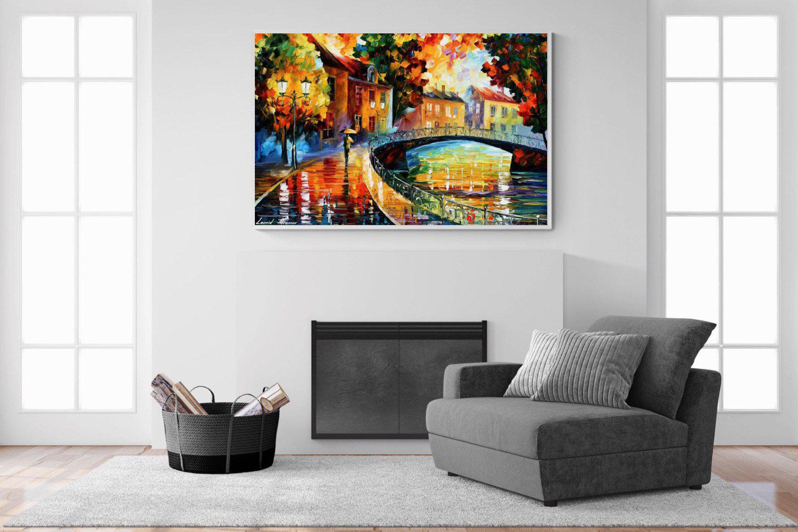 Autumn Old Bridge-Wall_Art-150 x 100cm-Mounted Canvas-White-Pixalot