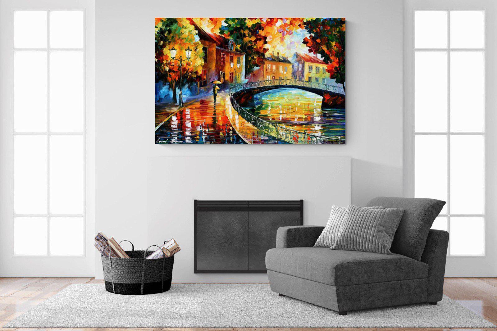 Autumn Old Bridge-Wall_Art-150 x 100cm-Mounted Canvas-No Frame-Pixalot