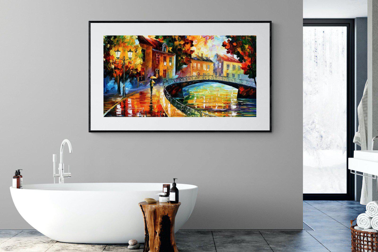 Autumn Old Bridge-Wall_Art-180 x 110cm-Framed Print-Black-Pixalot