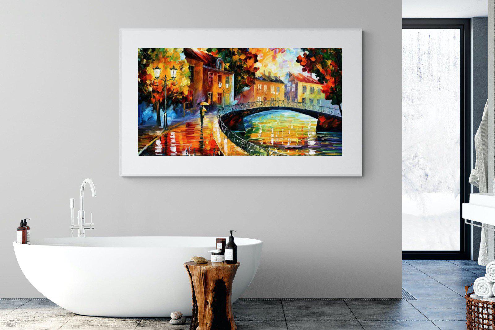 Autumn Old Bridge-Wall_Art-180 x 110cm-Framed Print-White-Pixalot