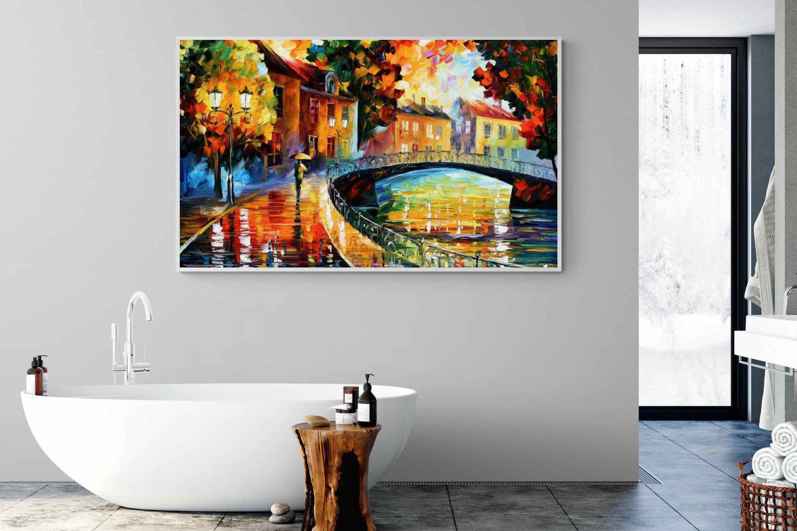 Autumn Old Bridge-Wall_Art-180 x 110cm-Mounted Canvas-White-Pixalot
