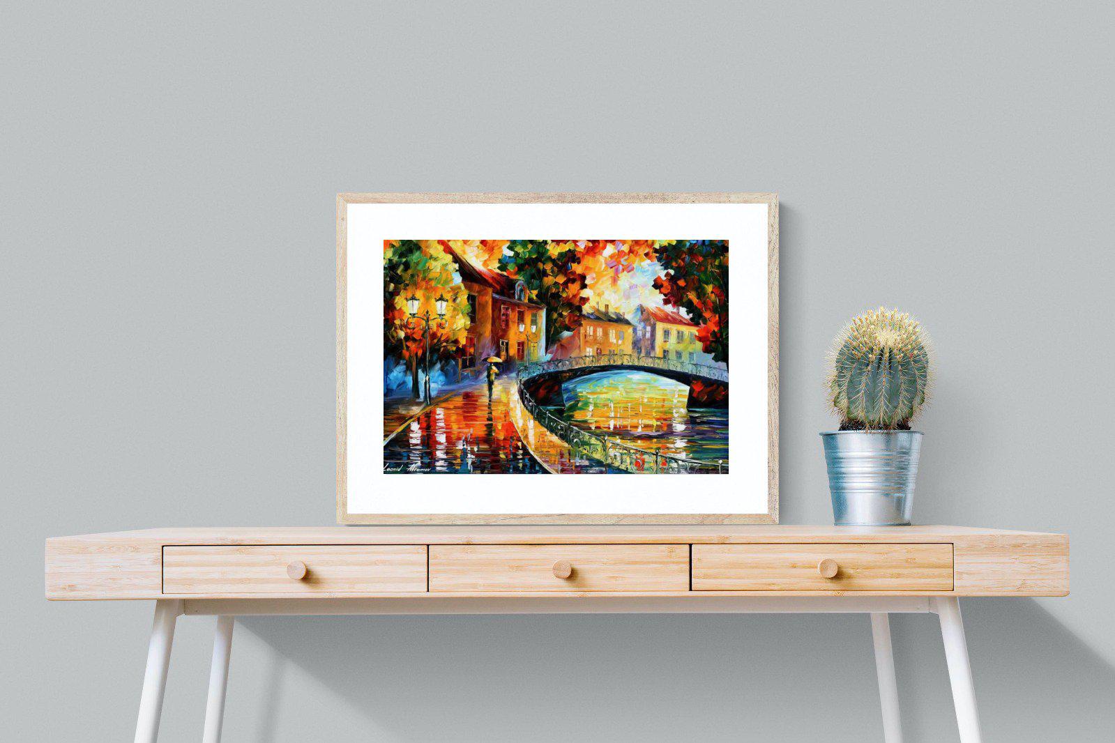 Autumn Old Bridge-Wall_Art-80 x 60cm-Framed Print-Wood-Pixalot