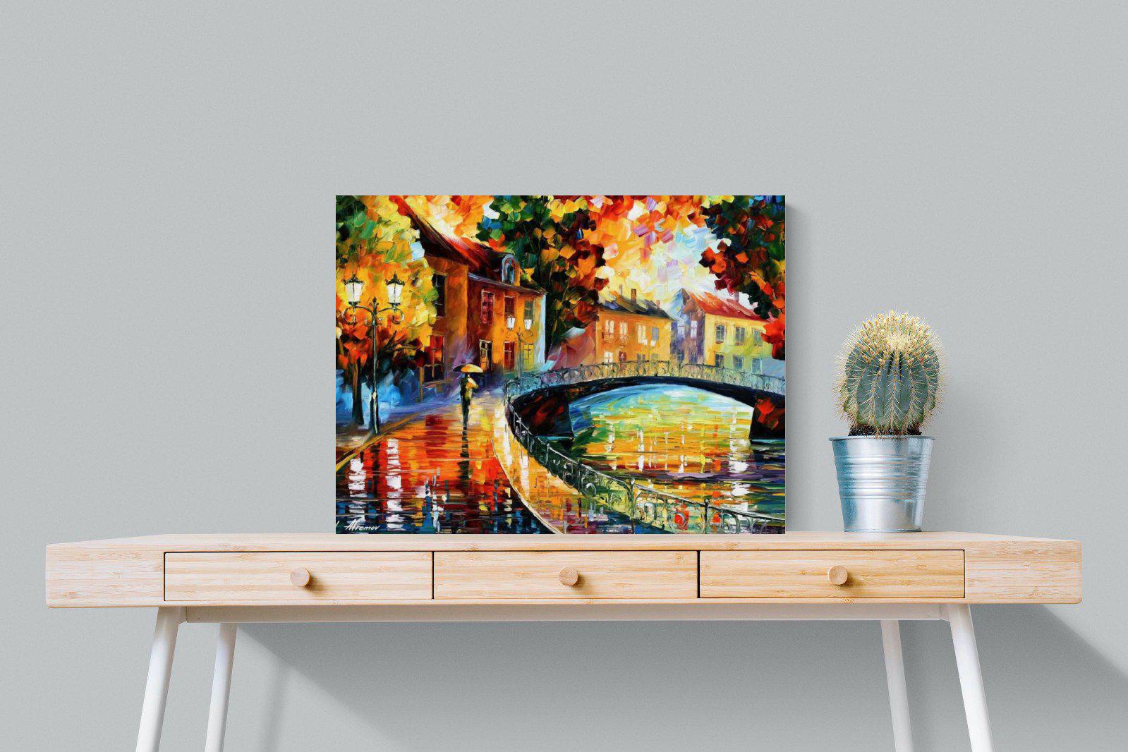 Autumn Old Bridge-Wall_Art-80 x 60cm-Mounted Canvas-No Frame-Pixalot
