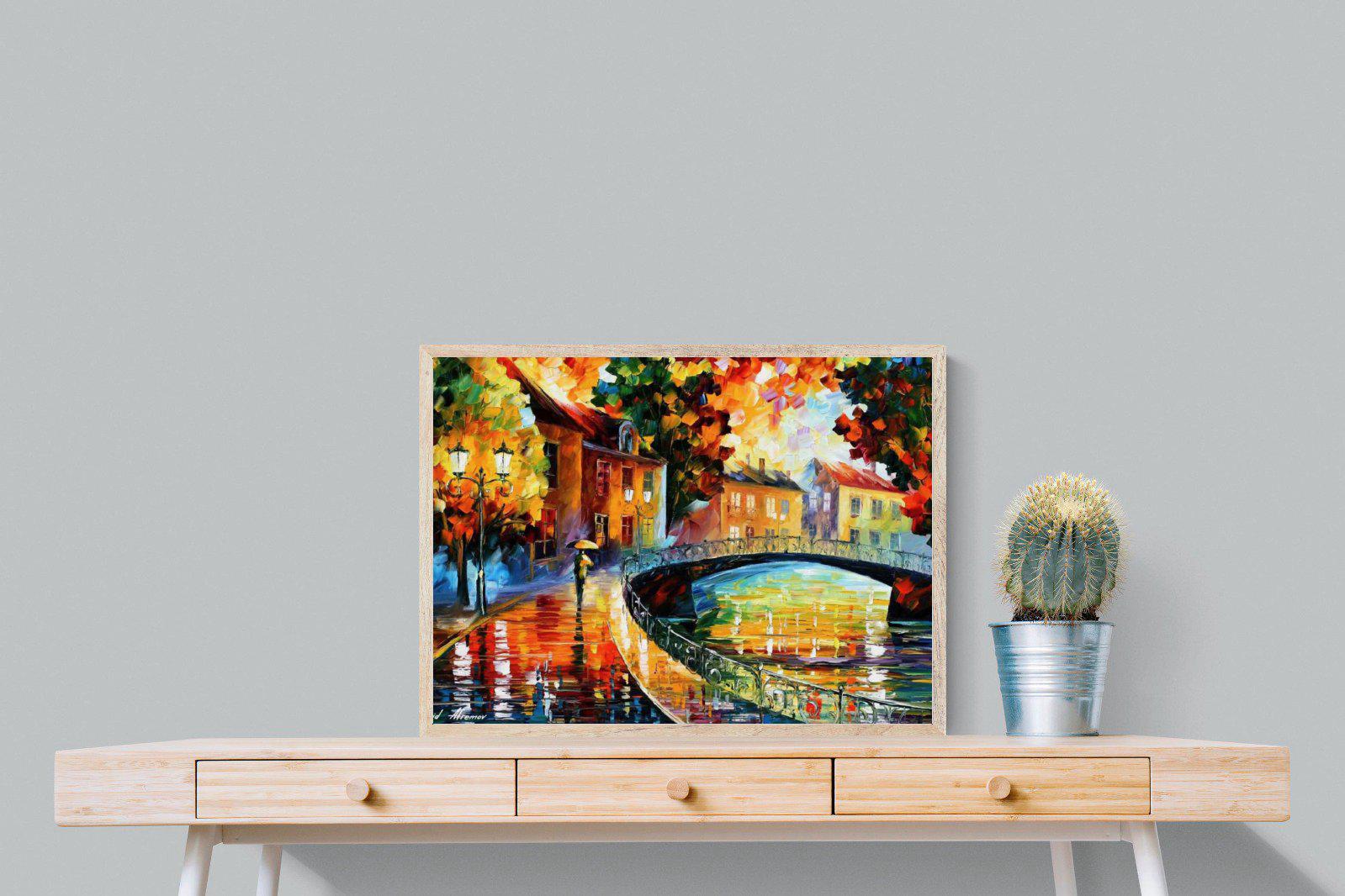 Autumn Old Bridge-Wall_Art-80 x 60cm-Mounted Canvas-Wood-Pixalot