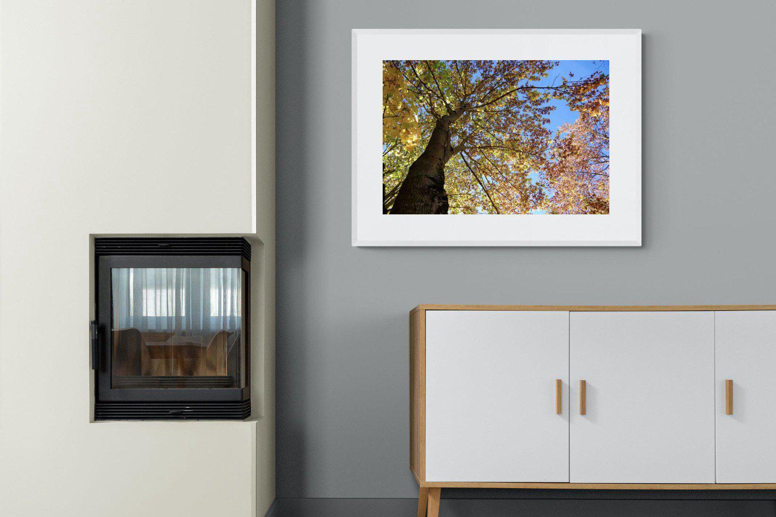 Autumn Tree Leaves-Wall_Art-100 x 75cm-Framed Print-White-Pixalot