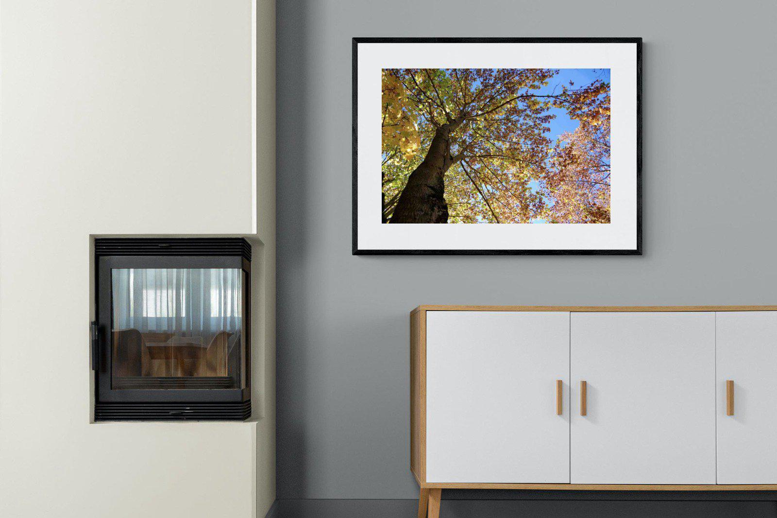 Autumn Tree Leaves-Wall_Art-100 x 75cm-Framed Print-Black-Pixalot