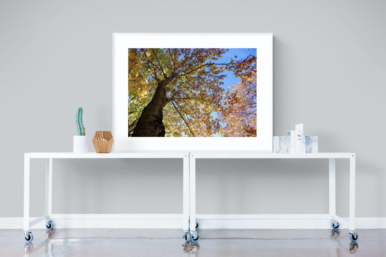 Autumn Tree Leaves-Wall_Art-120 x 90cm-Framed Print-White-Pixalot