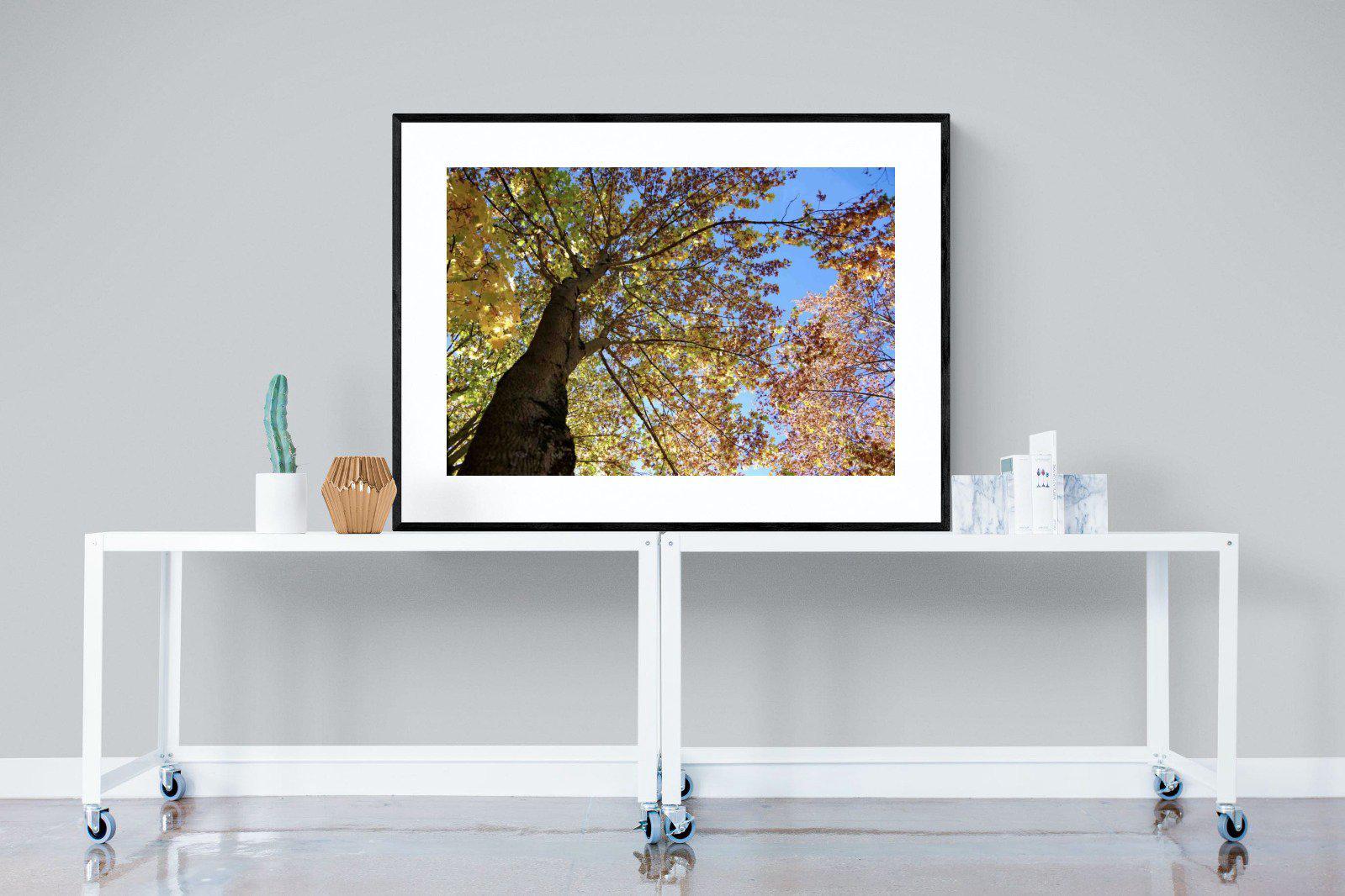 Autumn Tree Leaves-Wall_Art-120 x 90cm-Framed Print-Black-Pixalot