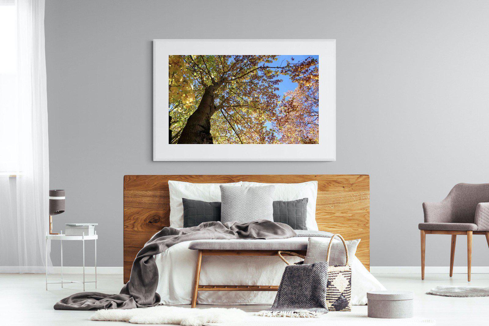 Autumn Tree Leaves-Wall_Art-150 x 100cm-Framed Print-White-Pixalot