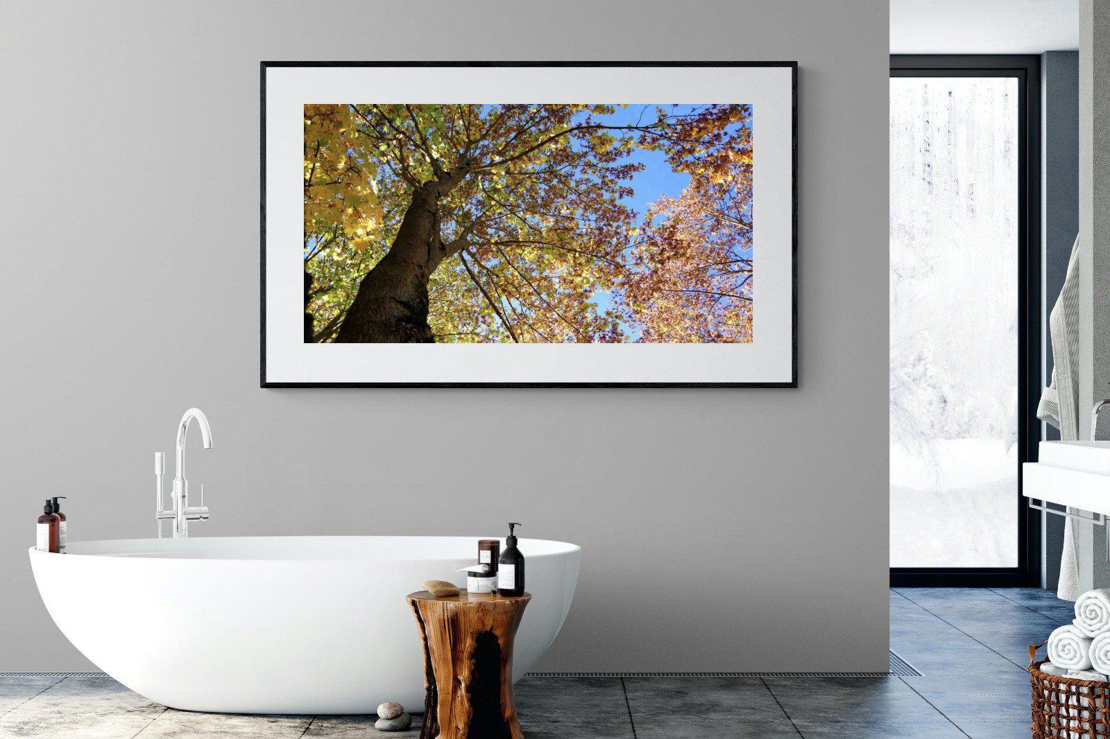 Autumn Tree Leaves-Wall_Art-180 x 110cm-Framed Print-Black-Pixalot