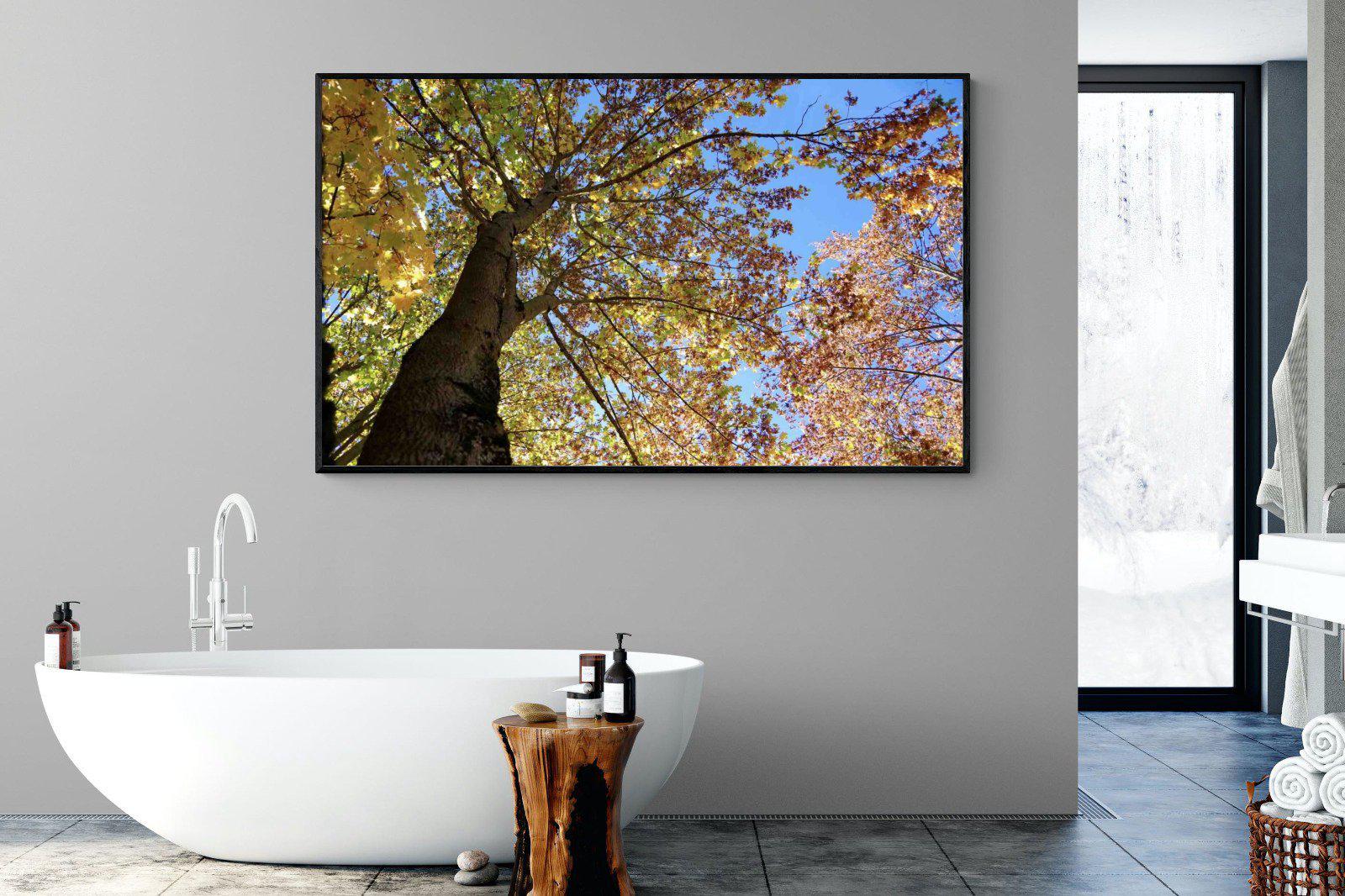 Autumn Tree Leaves-Wall_Art-180 x 110cm-Mounted Canvas-Black-Pixalot