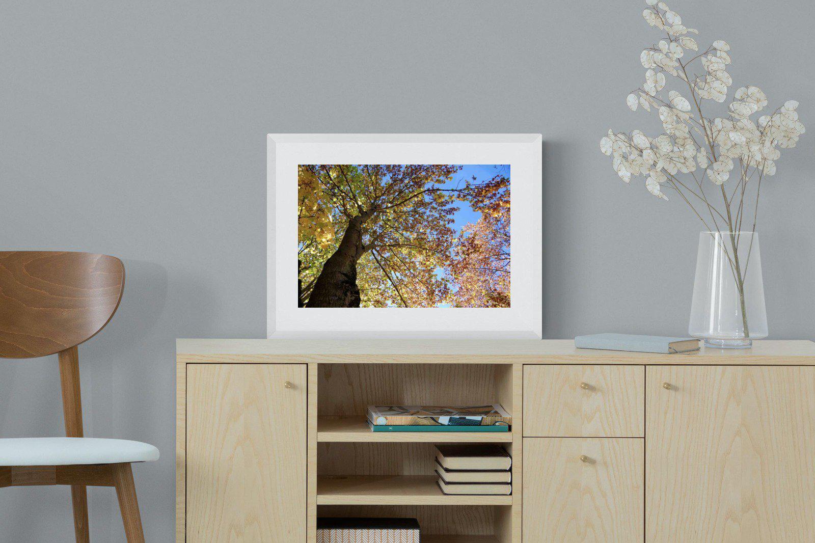 Autumn Tree Leaves-Wall_Art-60 x 45cm-Framed Print-White-Pixalot