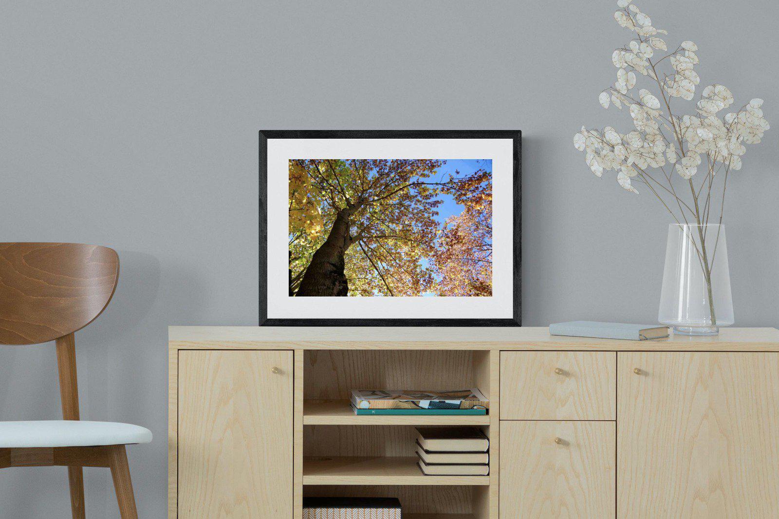 Autumn Tree Leaves-Wall_Art-60 x 45cm-Framed Print-Black-Pixalot