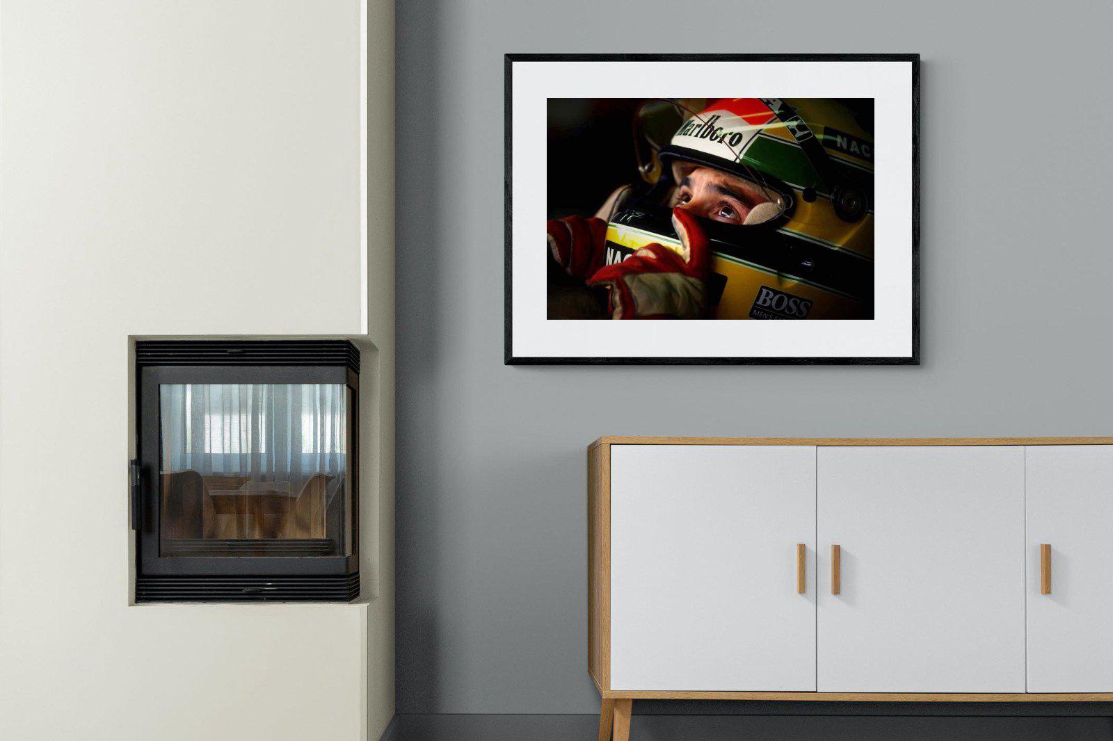 Ayrton Senna-Wall_Art-100 x 75cm-Framed Print-Black-Pixalot