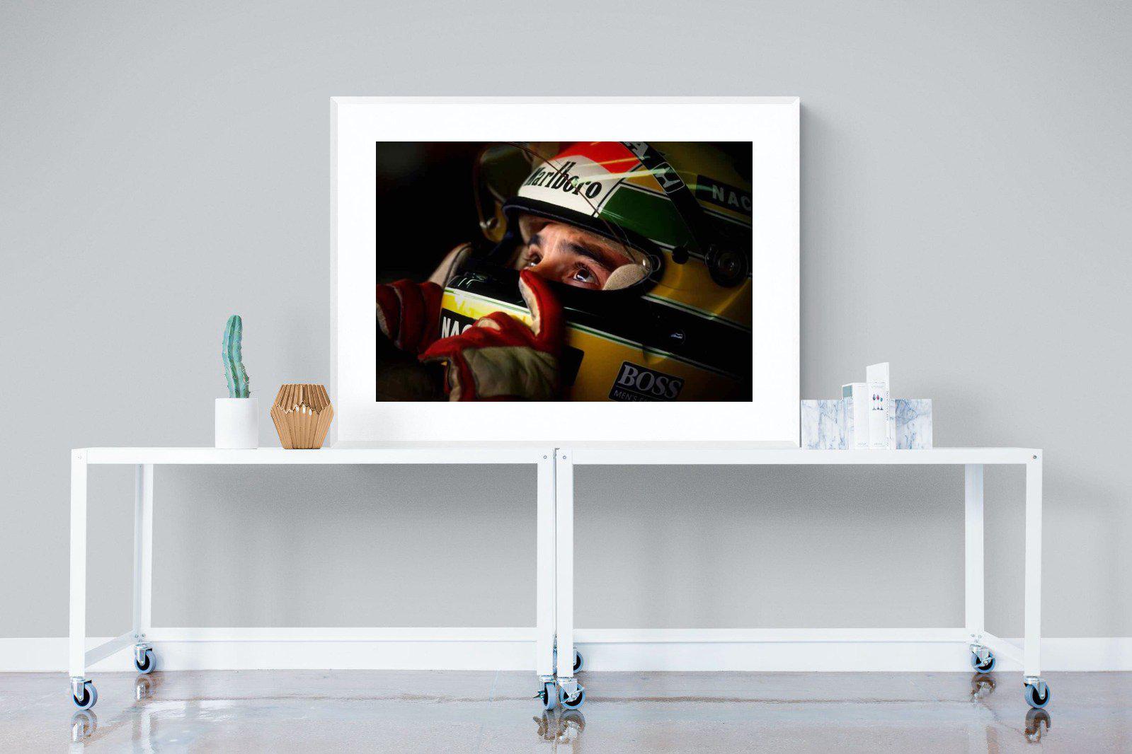 Ayrton Senna-Wall_Art-120 x 90cm-Framed Print-White-Pixalot