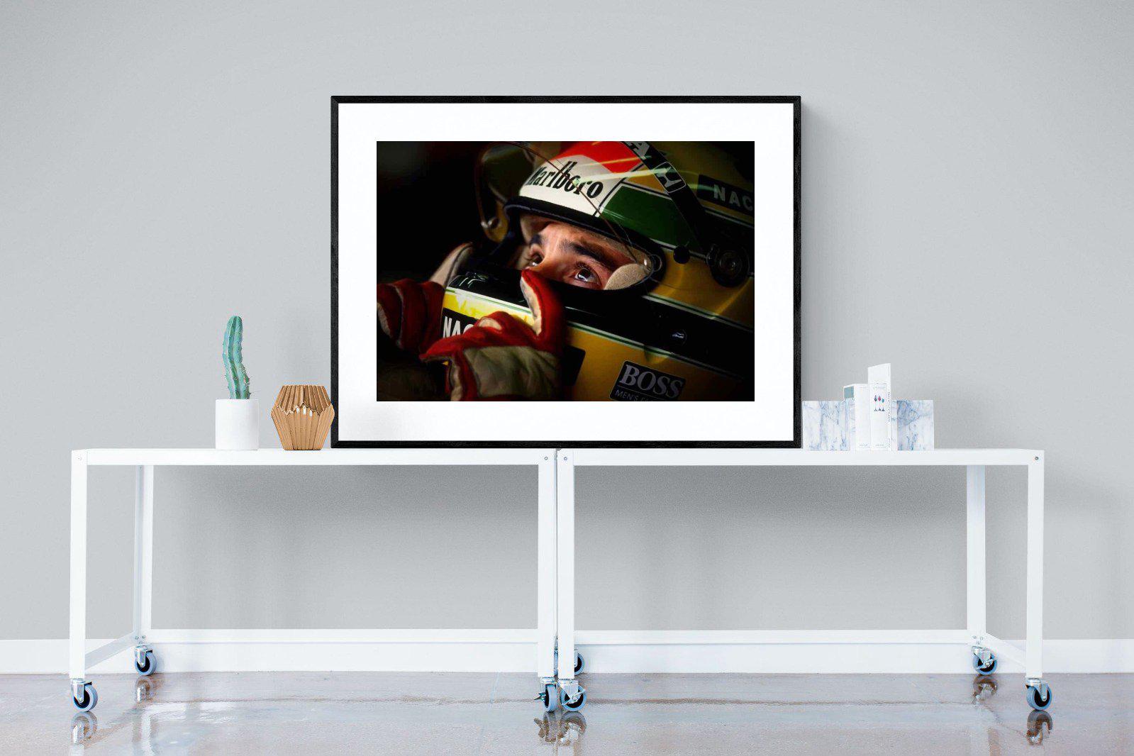 Ayrton Senna-Wall_Art-120 x 90cm-Framed Print-Black-Pixalot