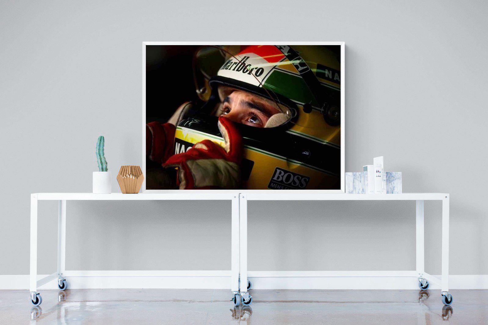 Ayrton Senna-Wall_Art-120 x 90cm-Mounted Canvas-White-Pixalot