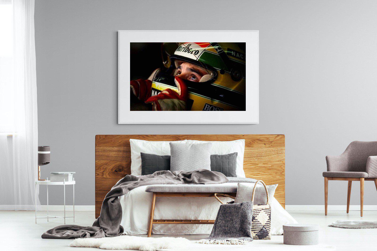 Ayrton Senna-Wall_Art-150 x 100cm-Framed Print-White-Pixalot