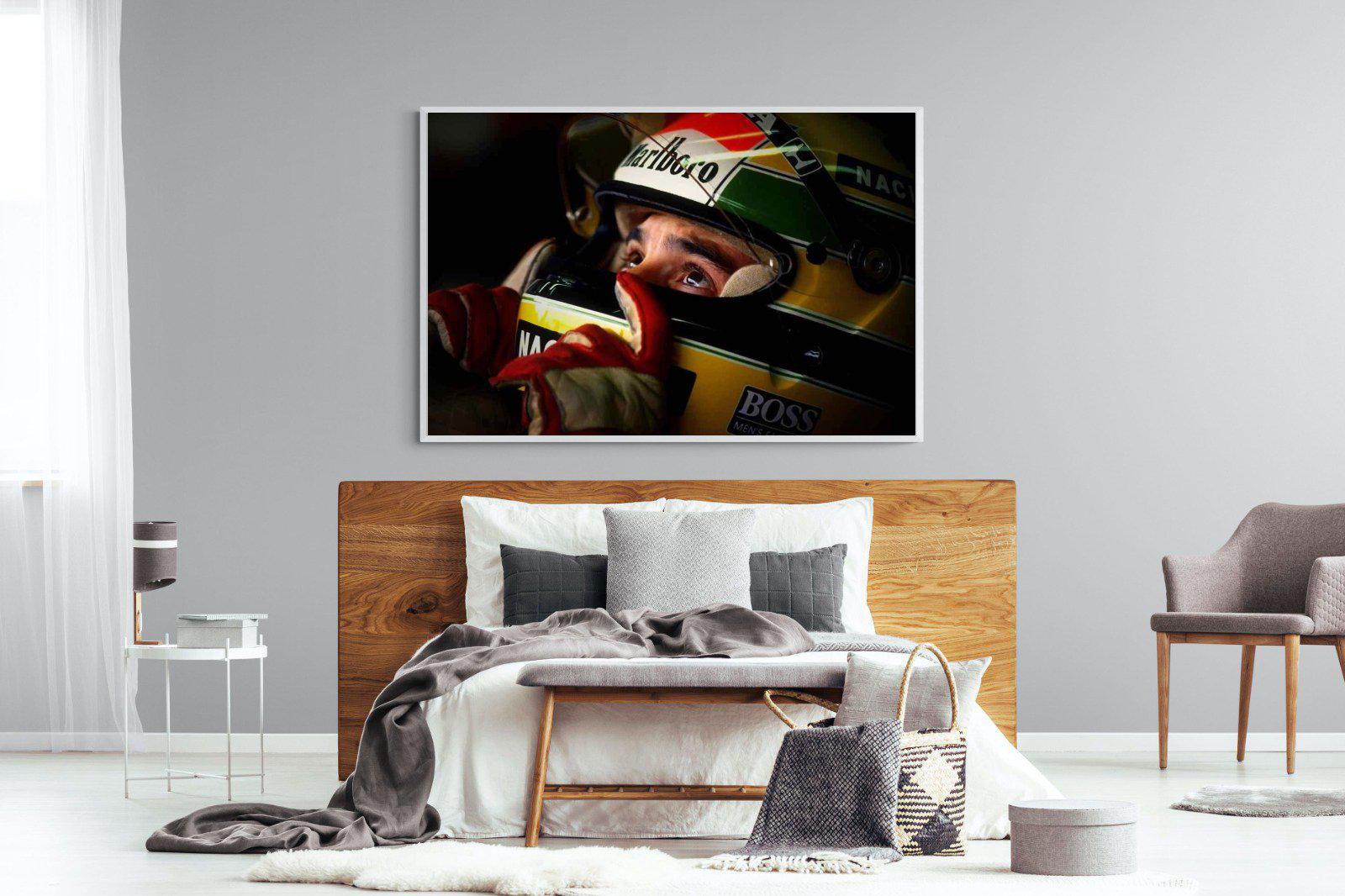 Ayrton Senna-Wall_Art-150 x 100cm-Mounted Canvas-White-Pixalot