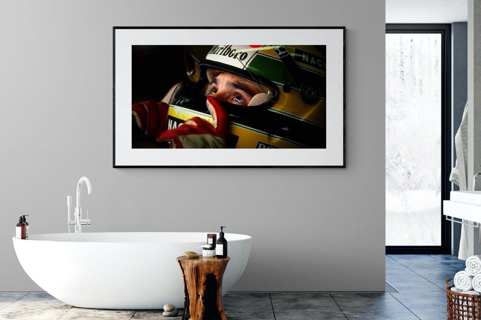 Ayrton Senna-Wall_Art-180 x 110cm-Framed Print-Black-Pixalot