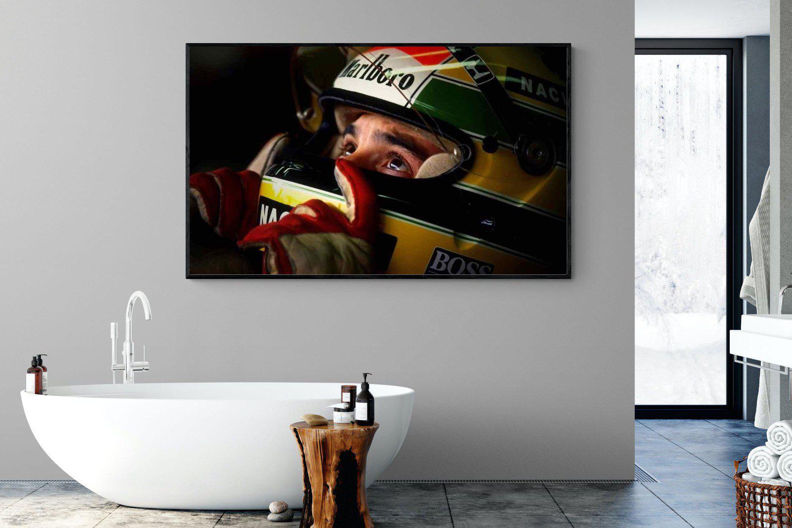 Ayrton Senna-Wall_Art-180 x 110cm-Mounted Canvas-Black-Pixalot