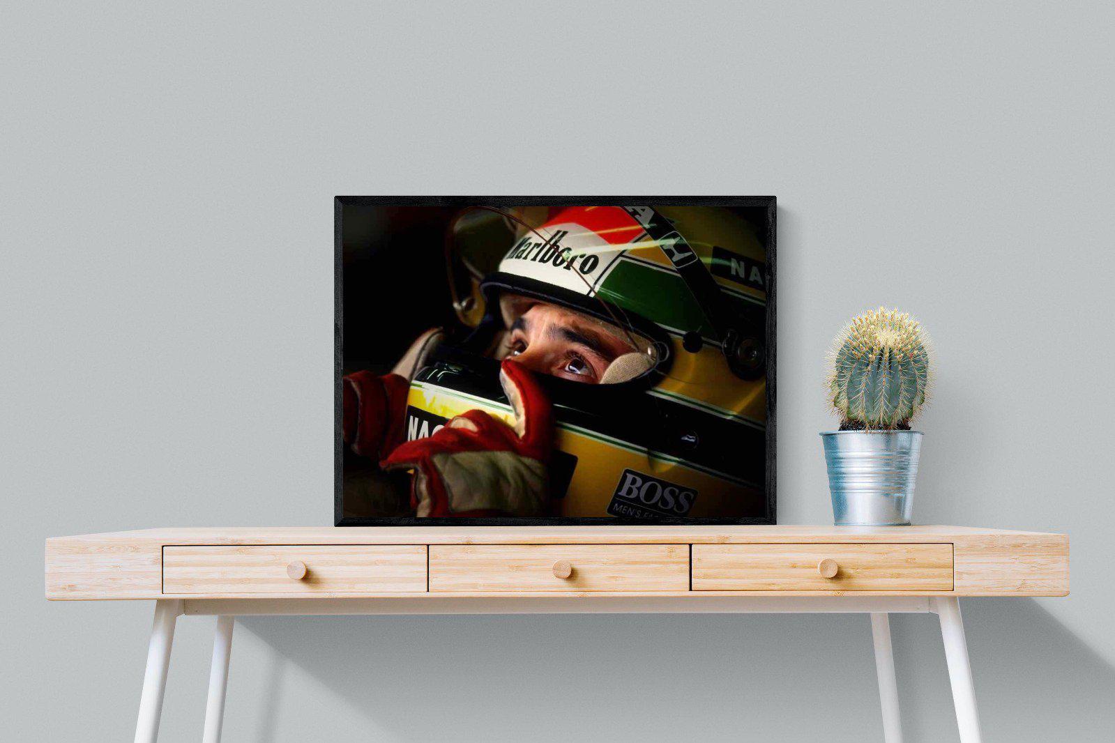 Ayrton Senna-Wall_Art-80 x 60cm-Mounted Canvas-Black-Pixalot