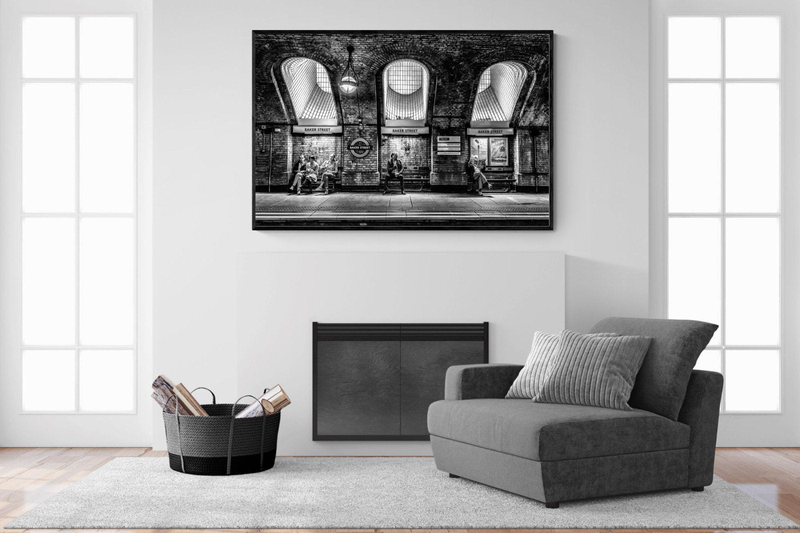Baker Street-Wall_Art-150 x 100cm-Mounted Canvas-Black-Pixalot
