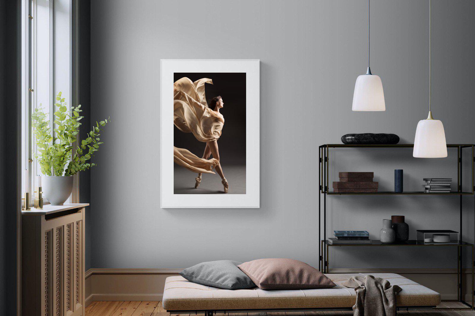 Ballerina Drama-Wall_Art-100 x 150cm-Framed Print-White-Pixalot