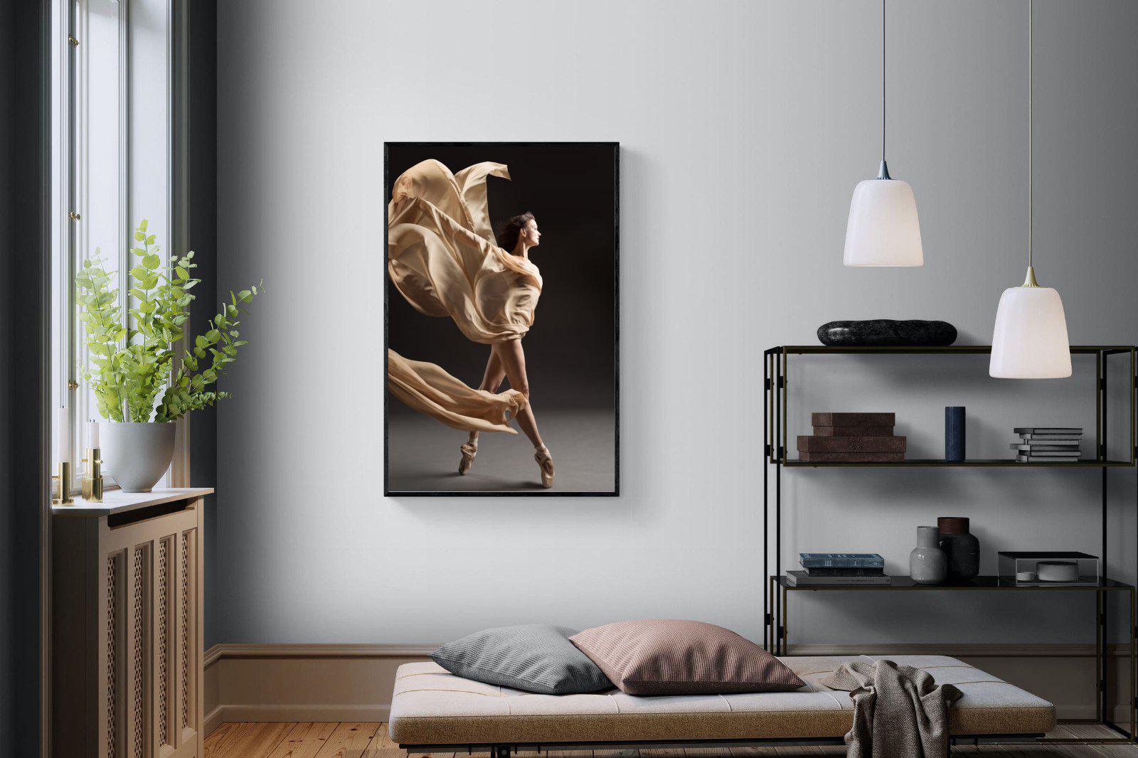 Ballerina Drama-Wall_Art-100 x 150cm-Mounted Canvas-Black-Pixalot