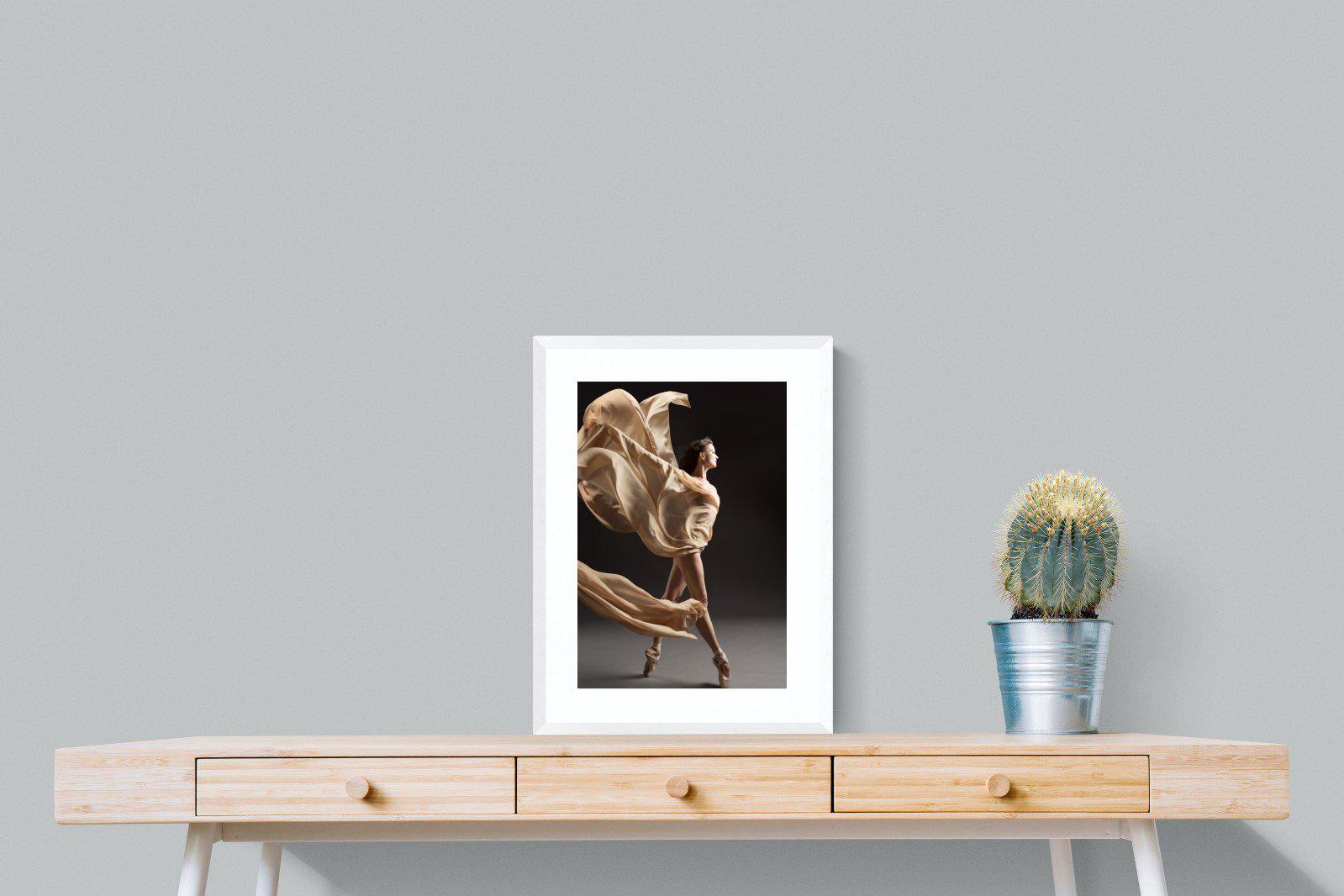 Ballerina Drama-Wall_Art-45 x 60cm-Framed Print-White-Pixalot