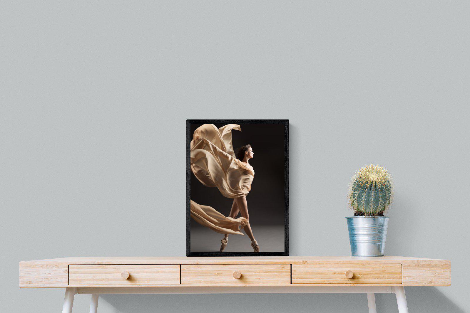 Ballerina Drama-Wall_Art-45 x 60cm-Mounted Canvas-Black-Pixalot