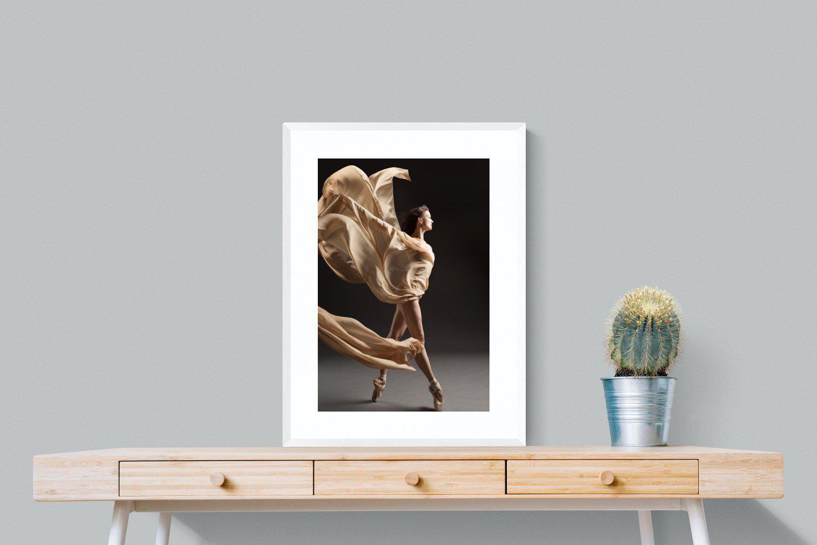 Ballerina Drama-Wall_Art-60 x 80cm-Framed Print-White-Pixalot