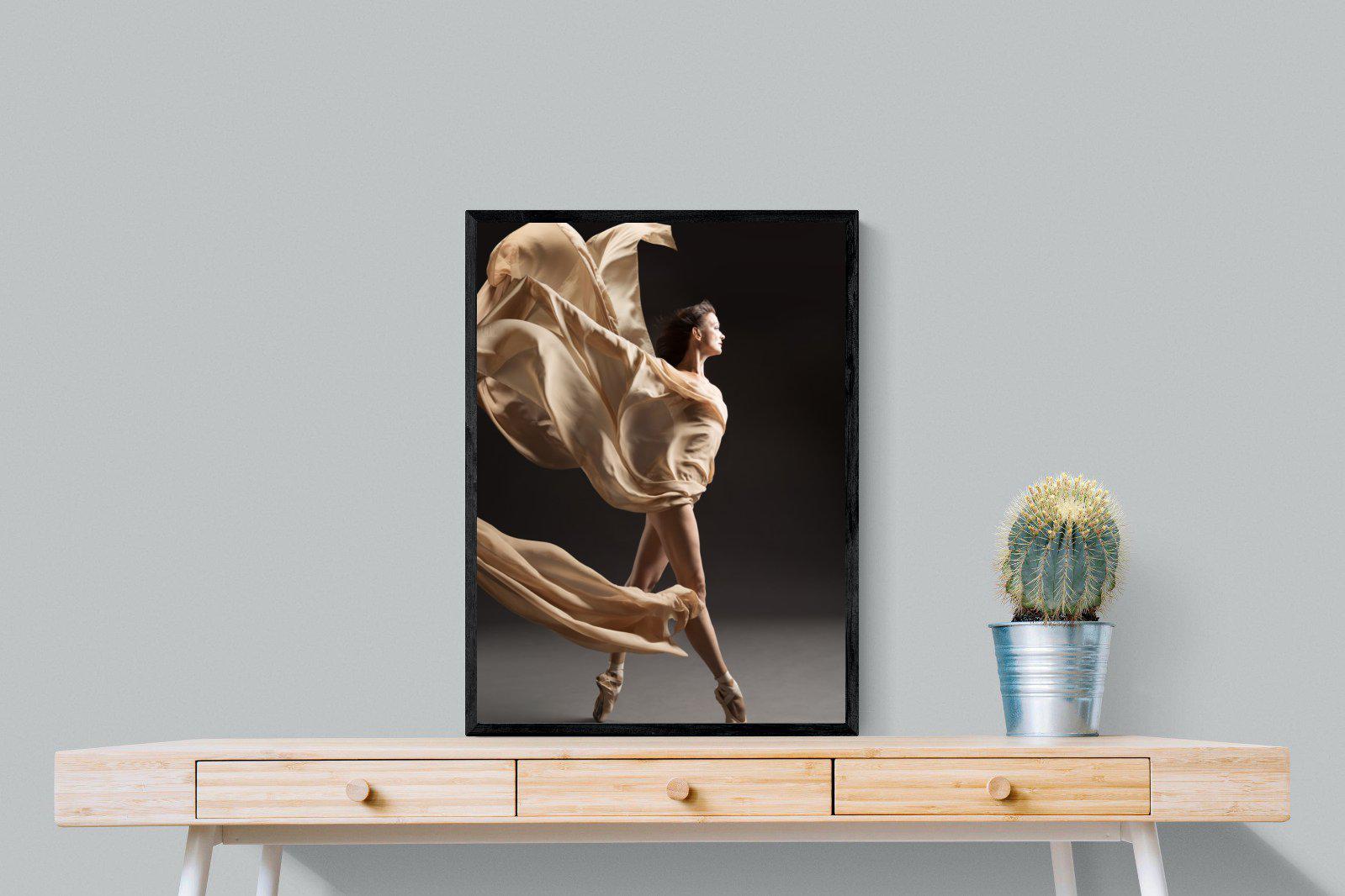 Ballerina Drama-Wall_Art-60 x 80cm-Mounted Canvas-Black-Pixalot