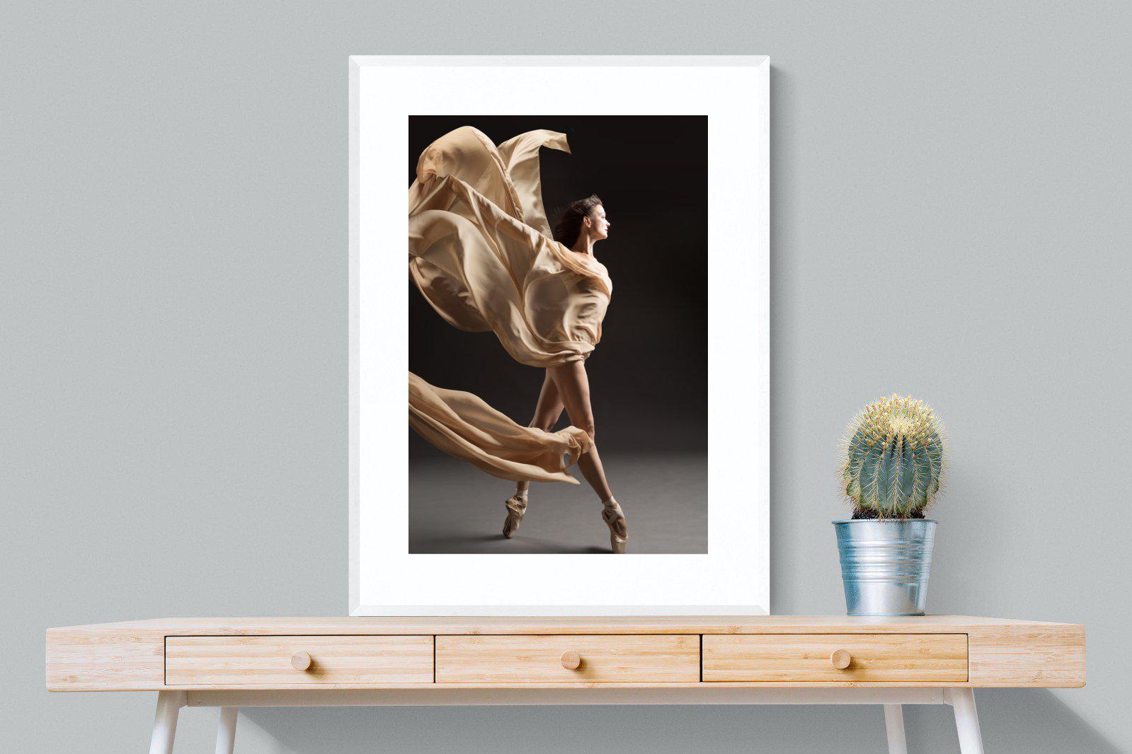 Ballerina Drama-Wall_Art-75 x 100cm-Framed Print-White-Pixalot