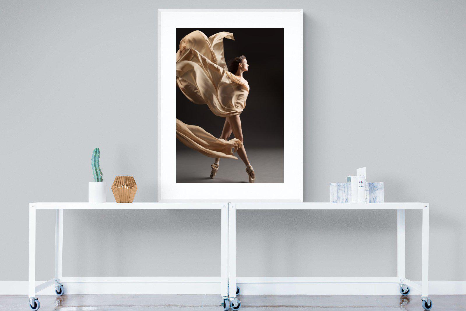 Ballerina Drama-Wall_Art-90 x 120cm-Framed Print-White-Pixalot