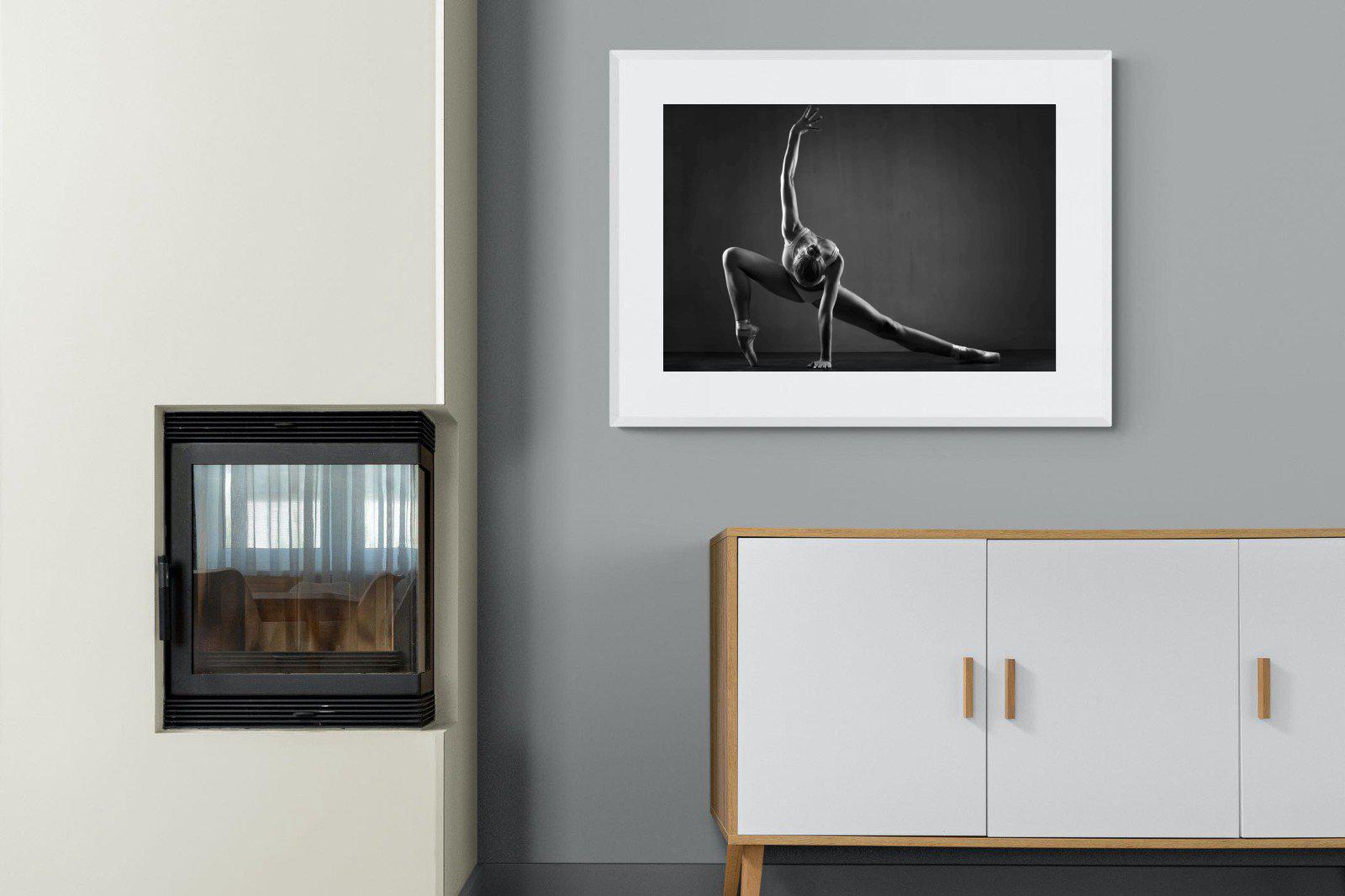Ballerina-Wall_Art-100 x 75cm-Framed Print-White-Pixalot