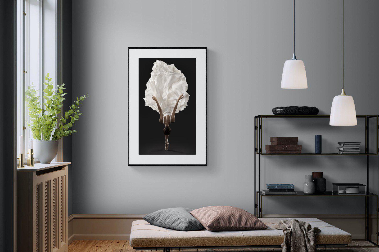 Ballerina Pose-Wall_Art-100 x 150cm-Framed Print-Black-Pixalot